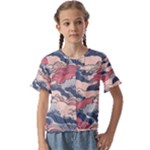 Waves Ocean Sea Water Pattern Rough Seas Digital Art Nature Nautical Kids  Cuff Sleeve Scrunch Bottom T-Shirt