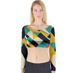 Geometric Pattern Retro Colorful Abstract Long Sleeve Crop Top