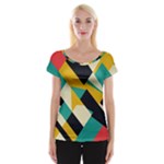 Geometric Pattern Retro Colorful Abstract Cap Sleeve Top