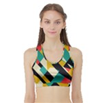 Geometric Pattern Retro Colorful Abstract Sports Bra with Border