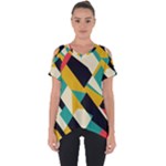 Geometric Pattern Retro Colorful Abstract Cut Out Side Drop T-Shirt