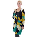 Geometric Pattern Retro Colorful Abstract Hooded Pocket Cardigan