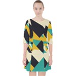 Geometric Pattern Retro Colorful Abstract Quarter Sleeve Pocket Dress