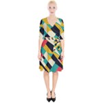 Geometric Pattern Retro Colorful Abstract Wrap Up Cocktail Dress