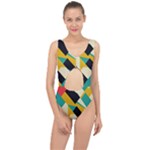 Geometric Pattern Retro Colorful Abstract Center Cut Out Swimsuit