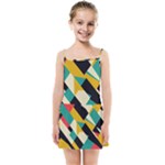Geometric Pattern Retro Colorful Abstract Kids  Summer Sun Dress