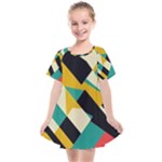 Geometric Pattern Retro Colorful Abstract Kids  Smock Dress