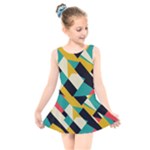 Geometric Pattern Retro Colorful Abstract Kids  Skater Dress Swimsuit