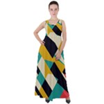 Geometric Pattern Retro Colorful Abstract Empire Waist Velour Maxi Dress