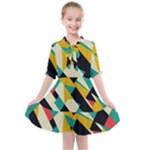 Geometric Pattern Retro Colorful Abstract Kids  All Frills Chiffon Dress