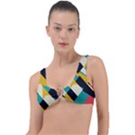 Geometric Pattern Retro Colorful Abstract Ring Detail Bikini Top