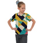 Geometric Pattern Retro Colorful Abstract Kids  Mesh Piece T-Shirt