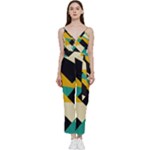 Geometric Pattern Retro Colorful Abstract V-Neck Camisole Jumpsuit