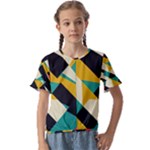 Geometric Pattern Retro Colorful Abstract Kids  Cuff Sleeve Scrunch Bottom T-Shirt