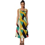 Geometric Pattern Retro Colorful Abstract Square Neckline Tiered Midi Dress