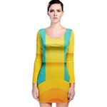 Colorful Rainbow Pattern Digital Art Abstract Minimalist Minimalism Long Sleeve Velvet Bodycon Dress