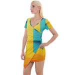 Colorful Rainbow Pattern Digital Art Abstract Minimalist Minimalism Short Sleeve Asymmetric Mini Dress