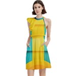 Colorful Rainbow Pattern Digital Art Abstract Minimalist Minimalism Cocktail Party Halter Sleeveless Dress With Pockets