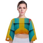 Colorful Rainbow Pattern Digital Art Abstract Minimalist Minimalism Tie Back Butterfly Sleeve Chiffon Top