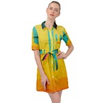 Colorful Rainbow Pattern Digital Art Abstract Minimalist Minimalism Belted Shirt Dress