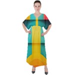 Colorful Rainbow Pattern Digital Art Abstract Minimalist Minimalism V-Neck Boho Style Maxi Dress