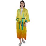 Colorful Rainbow Pattern Digital Art Abstract Minimalist Minimalism Maxi Satin Kimono