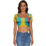 Colorful Rainbow Pattern Digital Art Abstract Minimalist Minimalism Short Sleeve Square Neckline Crop Top 