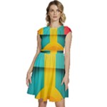 Colorful Rainbow Pattern Digital Art Abstract Minimalist Minimalism Cap Sleeve High Waist Dress