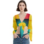 Colorful Rainbow Pattern Digital Art Abstract Minimalist Minimalism Trumpet Sleeve Cropped Top