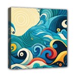 Waves Ocean Sea Abstract Whimsical Abstract Art Pattern Abstract Pattern Water Nature Moon Full Moon Mini Canvas 8  x 8  (Stretched)