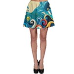 Waves Ocean Sea Abstract Whimsical Abstract Art Pattern Abstract Pattern Water Nature Moon Full Moon Skater Skirt