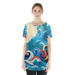 Waves Ocean Sea Abstract Whimsical Abstract Art Pattern Abstract Pattern Water Nature Moon Full Moon Skirt Hem Sports Top