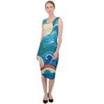 Waves Ocean Sea Abstract Whimsical Abstract Art Pattern Abstract Pattern Water Nature Moon Full Moon Sleeveless Pencil Dress