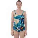 Waves Ocean Sea Abstract Whimsical Abstract Art Pattern Abstract Pattern Water Nature Moon Full Moon Twist Front Tankini Set