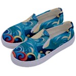 Waves Ocean Sea Abstract Whimsical Abstract Art Pattern Abstract Pattern Water Nature Moon Full Moon Kids  Canvas Slip Ons