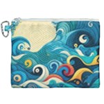 Waves Ocean Sea Abstract Whimsical Abstract Art Pattern Abstract Pattern Water Nature Moon Full Moon Canvas Cosmetic Bag (XXL)