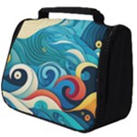 Waves Ocean Sea Abstract Whimsical Abstract Art Pattern Abstract Pattern Water Nature Moon Full Moon Full Print Travel Pouch (Big)