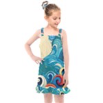 Waves Ocean Sea Abstract Whimsical Abstract Art Pattern Abstract Pattern Water Nature Moon Full Moon Kids  Overall Dress