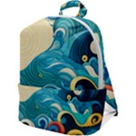 Waves Ocean Sea Abstract Whimsical Abstract Art Pattern Abstract Pattern Water Nature Moon Full Moon Zip Up Backpack