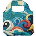 Waves Ocean Sea Abstract Whimsical Abstract Art Pattern Abstract Pattern Water Nature Moon Full Moon Foldable Grocery Recycle Bag