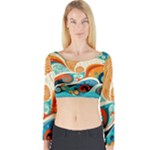 Waves Ocean Sea Abstract Whimsical Abstract Art Pattern Abstract Pattern Nature Water Seascape Long Sleeve Crop Top