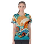 Waves Ocean Sea Abstract Whimsical Abstract Art Pattern Abstract Pattern Nature Water Seascape Women s Cotton T-Shirt