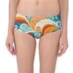 Waves Ocean Sea Abstract Whimsical Abstract Art Pattern Abstract Pattern Nature Water Seascape Mid-Waist Bikini Bottoms