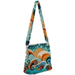 Waves Ocean Sea Abstract Whimsical Abstract Art Pattern Abstract Pattern Nature Water Seascape Zipper Messenger Bag