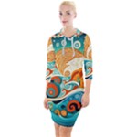 Waves Ocean Sea Abstract Whimsical Abstract Art Pattern Abstract Pattern Nature Water Seascape Quarter Sleeve Hood Bodycon Dress