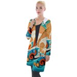 Waves Ocean Sea Abstract Whimsical Abstract Art Pattern Abstract Pattern Nature Water Seascape Hooded Pocket Cardigan
