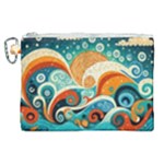 Waves Ocean Sea Abstract Whimsical Abstract Art Pattern Abstract Pattern Nature Water Seascape Canvas Cosmetic Bag (XL)