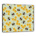Bees Pattern Honey Bee Bug Honeycomb Honey Beehive Canvas 24  x 20  (Stretched)