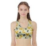 Bees Pattern Honey Bee Bug Honeycomb Honey Beehive Sports Bra with Border