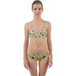 Bees Pattern Honey Bee Bug Honeycomb Honey Beehive Wrap Around Bikini Set